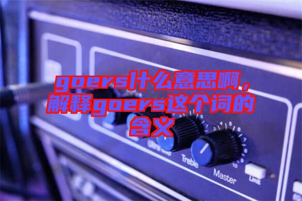goers什么意思啊，解釋goers這個詞的含義