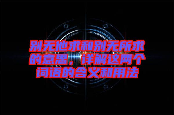 別無他求和別無所求的意思，詳解這兩個詞語的含義和用法