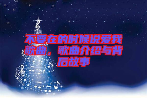 不要在的時候說愛我歌曲，歌曲介紹與背后故事
