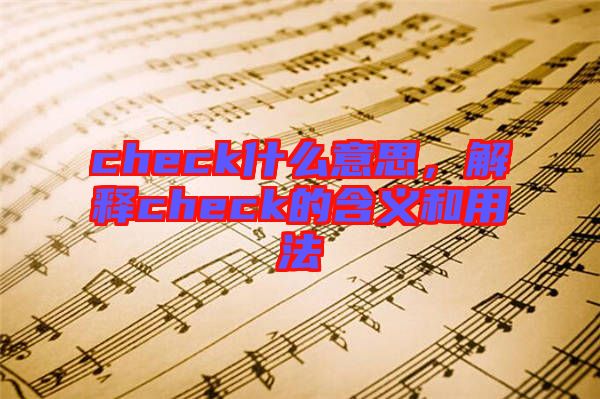 check什么意思，解釋check的含義和用法