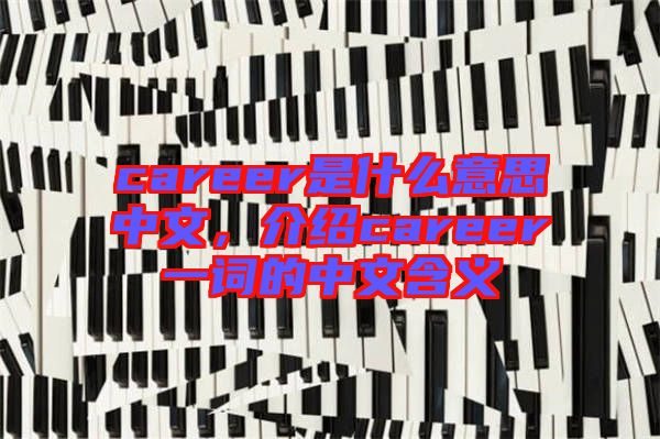 career是什么意思中文，介紹career一詞的中文含義