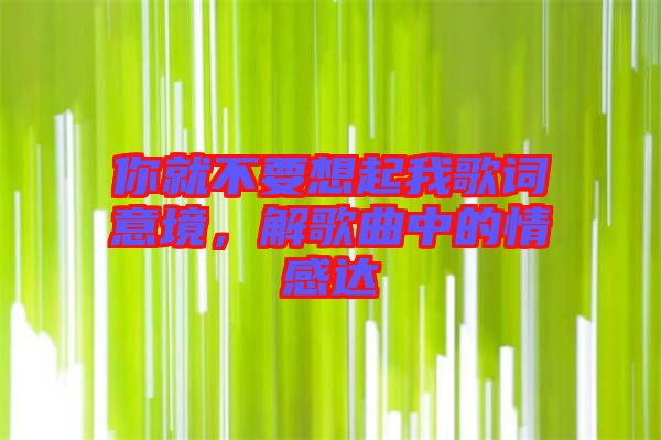 你就不要想起我歌詞意境，解歌曲中的情感達(dá)