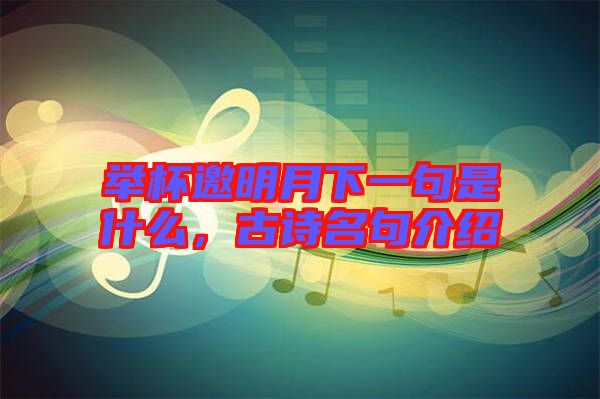 舉杯邀明月下一句是什么，古詩(shī)名句介紹
