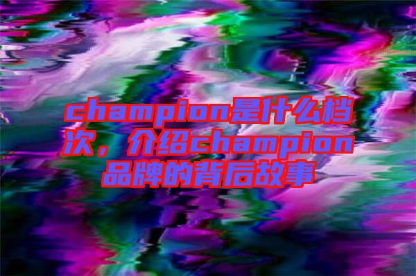 champion是什么檔次，介紹champion品牌的背后故事