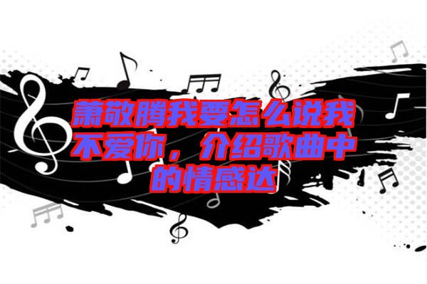 蕭敬騰我要怎么說我不愛你，介紹歌曲中的情感達(dá)