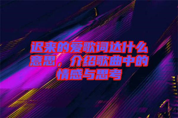 遲來(lái)的愛歌詞達(dá)什么意思，介紹歌曲中的情感與思考