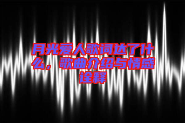 月光愛(ài)人歌詞達(dá)了什么，歌曲介紹與情感詮釋