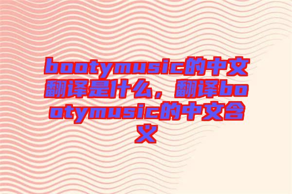 bootymusic的中文翻譯是什么，翻譯bootymusic的中文含義
