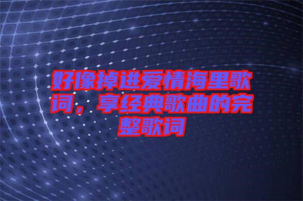 好像掉進(jìn)愛情海里歌詞，享經(jīng)典歌曲的完整歌詞