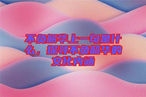 不負韶華上一句是什么，探尋不負韶華的文化內涵