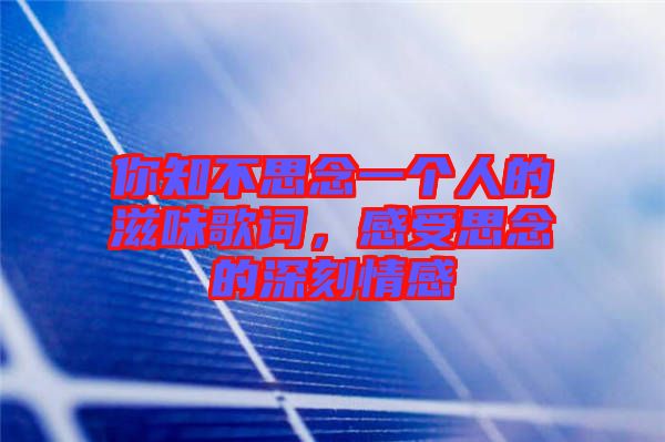 你知不思念一個人的滋味歌詞，感受思念的深刻情感