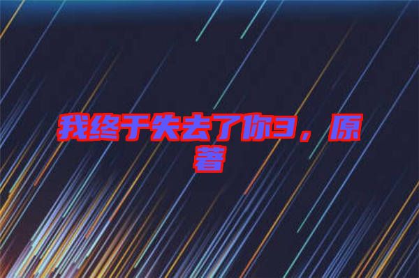 我終于失去了你3，原著