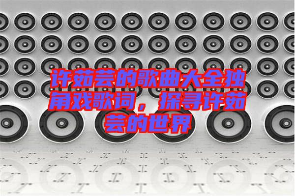 許茹蕓的歌曲大全獨角戲歌詞，探尋許茹蕓的世界