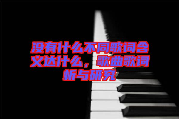 沒有什么不同歌詞含義達(dá)什么，歌曲歌詞析與研究