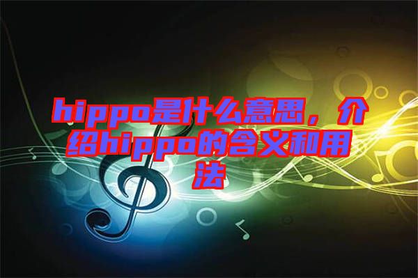 hippo是什么意思，介紹hippo的含義和用法