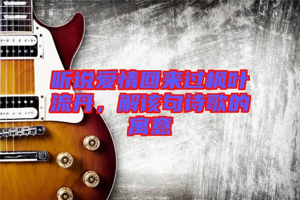 聽說愛情回來過楓葉流丹，解該句詩歌的寓意