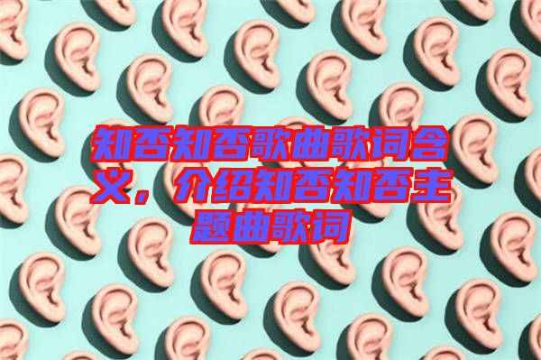 知否知否歌曲歌詞含義，介紹知否知否主題曲歌詞