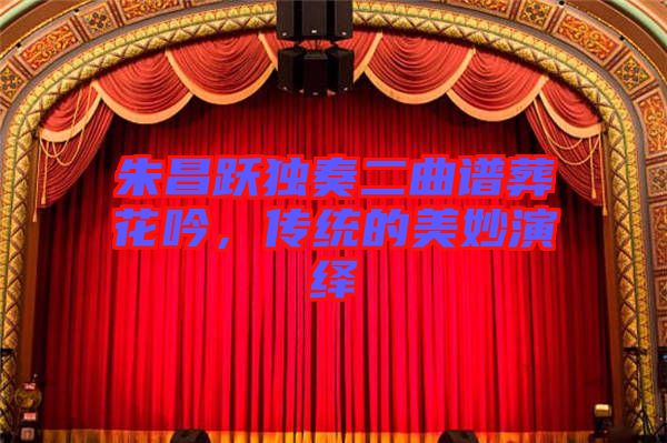 朱昌躍獨(dú)奏二曲譜葬花吟，傳統(tǒng)的美妙演繹