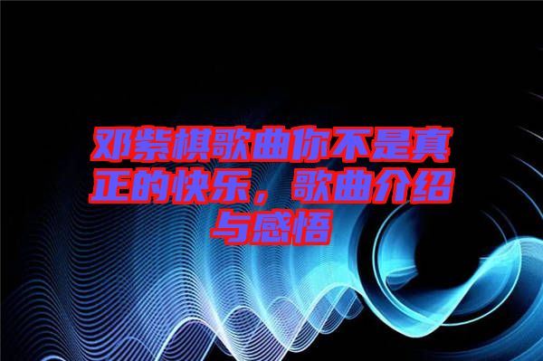 鄧紫棋歌曲你不是真正的快樂，歌曲介紹與感悟