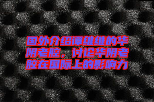 國外介紹譚維維的華陰老腔，討論華陰老腔在國際上的影響力