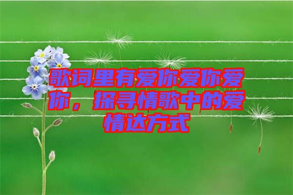 歌詞里有愛你愛你愛你，探尋情歌中的愛情達(dá)方式