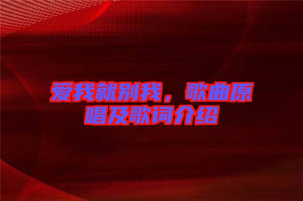 愛我就別我，歌曲原唱及歌詞介紹