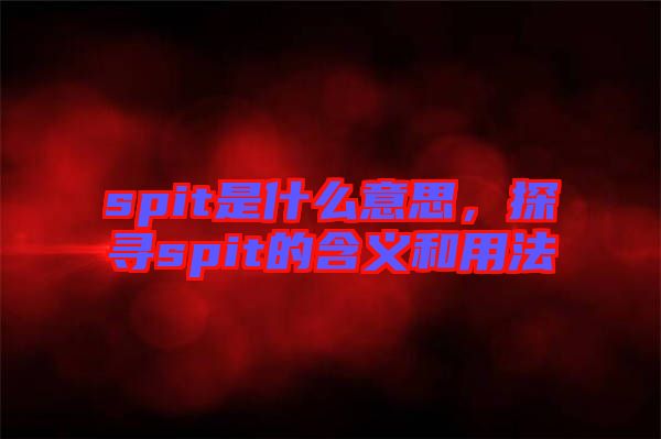 spit是什么意思，探尋spit的含義和用法
