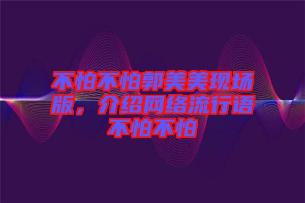 不怕不怕郭美美現(xiàn)場版，介紹網(wǎng)絡(luò)流行語不怕不怕