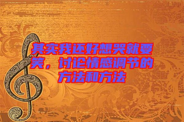 其實我還好想哭就要笑，討論情感調(diào)節(jié)的方法和方法