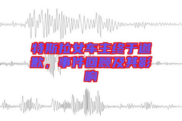 特斯拉女車主終于道歉，事件回顧及其影響