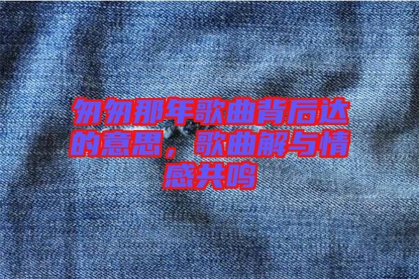 匆匆那年歌曲背后達的意思，歌曲解與情感共鳴