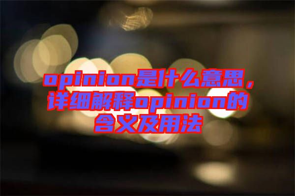opinion是什么意思，詳細解釋opinion的含義及用法