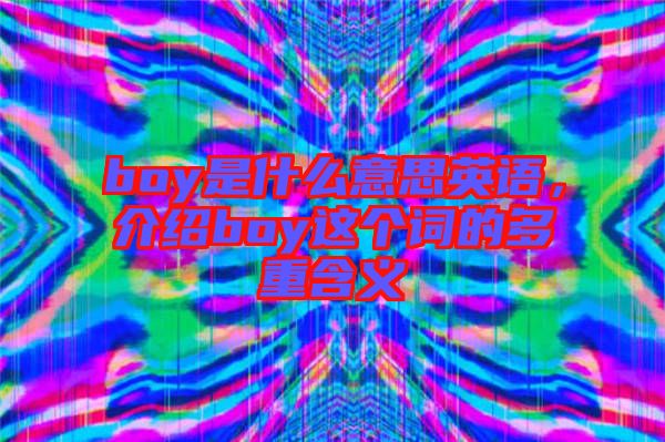 boy是什么意思英語，介紹boy這個詞的多重含義