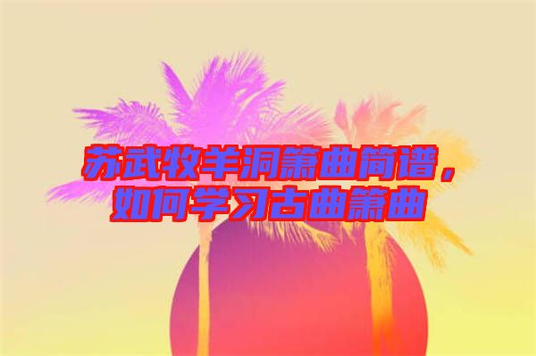 蘇武牧羊洞簫曲簡譜，如何學(xué)習(xí)古曲簫曲