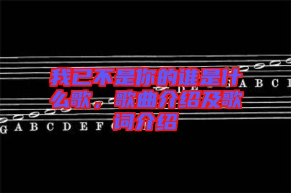 我已不是你的誰是什么歌，歌曲介紹及歌詞介紹