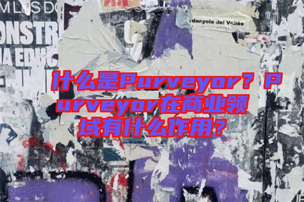 什么是Purveyor？Purveyor在商業(yè)領域有什么作用？