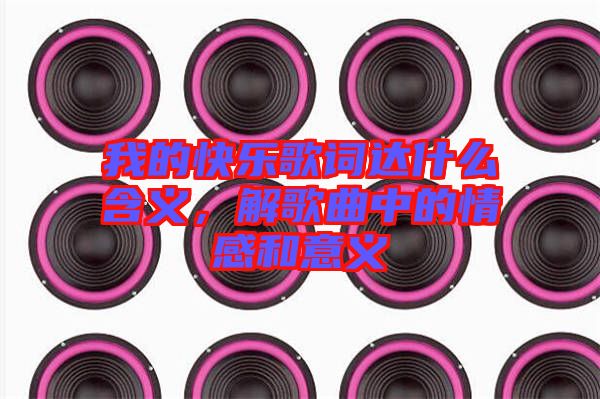 我的快樂歌詞達什么含義，解歌曲中的情感和意義