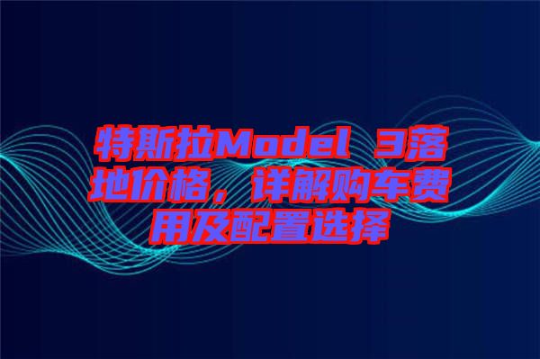 特斯拉Model 3落地價(jià)格，詳解購(gòu)車費(fèi)用及配置選擇