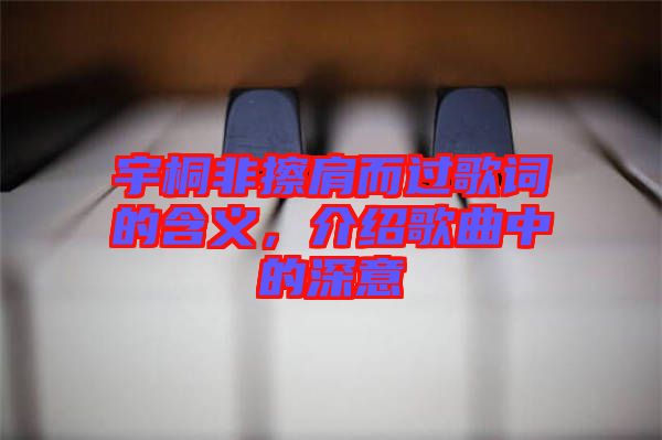宇桐非擦肩而過歌詞的含義，介紹歌曲中的深意
