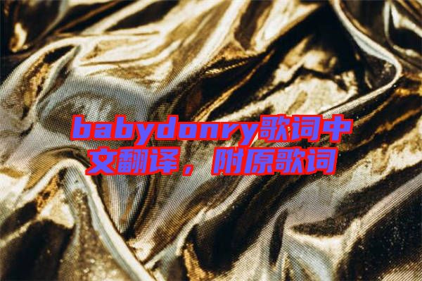 babydonry歌詞中文翻譯，附原歌詞