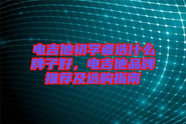 電吉他初學者選什么牌子好，電吉他品牌推薦及選購指南