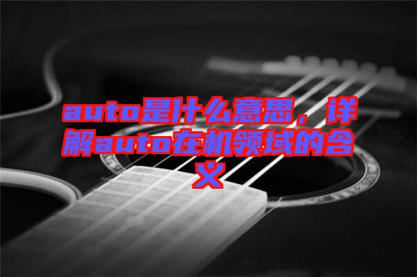 auto是什么意思，詳解auto在機領域的含義