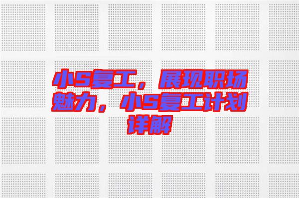小S復(fù)工，展現(xiàn)職場(chǎng)魅力，小S復(fù)工計(jì)劃詳解