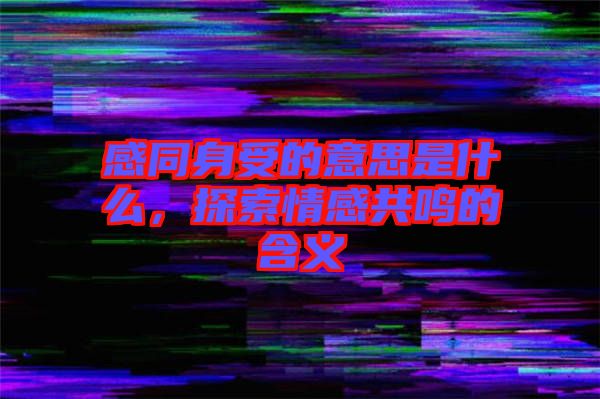感同身受的意思是什么，探索情感共鳴的含義