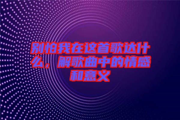 別怕我在這首歌達什么，解歌曲中的情感和意義