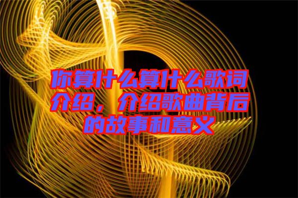 你算什么算什么歌詞介紹，介紹歌曲背后的故事和意義