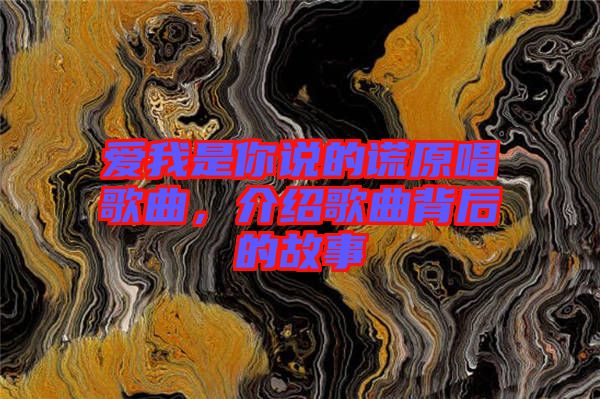 愛我是你說的謊原唱歌曲，介紹歌曲背后的故事
