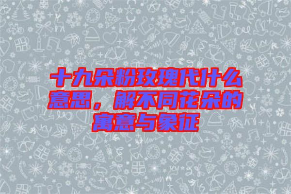 十九朵粉玫瑰代什么意思，解不同花朵的寓意與象征