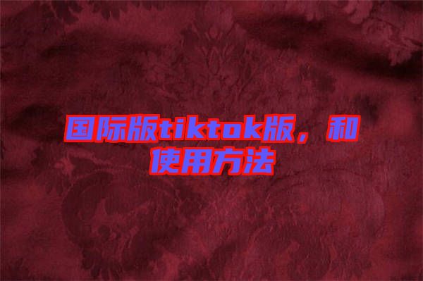 國(guó)際版tiktok版，和使用方法