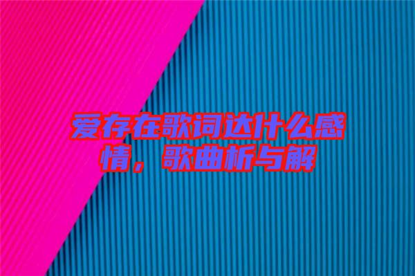 愛存在歌詞達(dá)什么感情，歌曲析與解